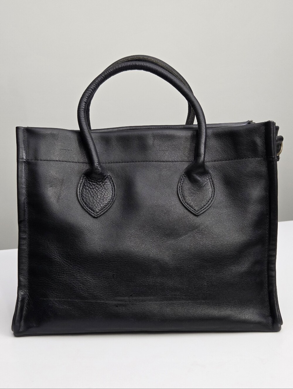 EXCELLENT PARKER THATCH PARKER LEATHER TOTE BAG - BLACK - Picture 2 of 8